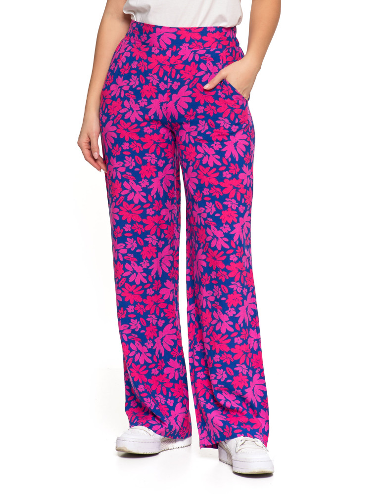 Spodnie damskie - Spodnie damskie z szerokimi nogawkami FUKSJA - produkt moraj.pl 6