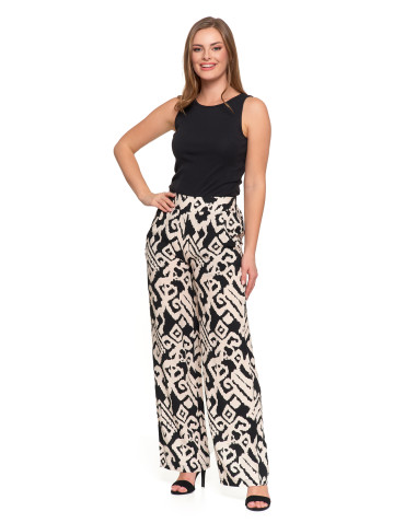 Spodnie damskie - Spodnie damskie z szerokimi nogawkami BEŻOWY - produkt 5