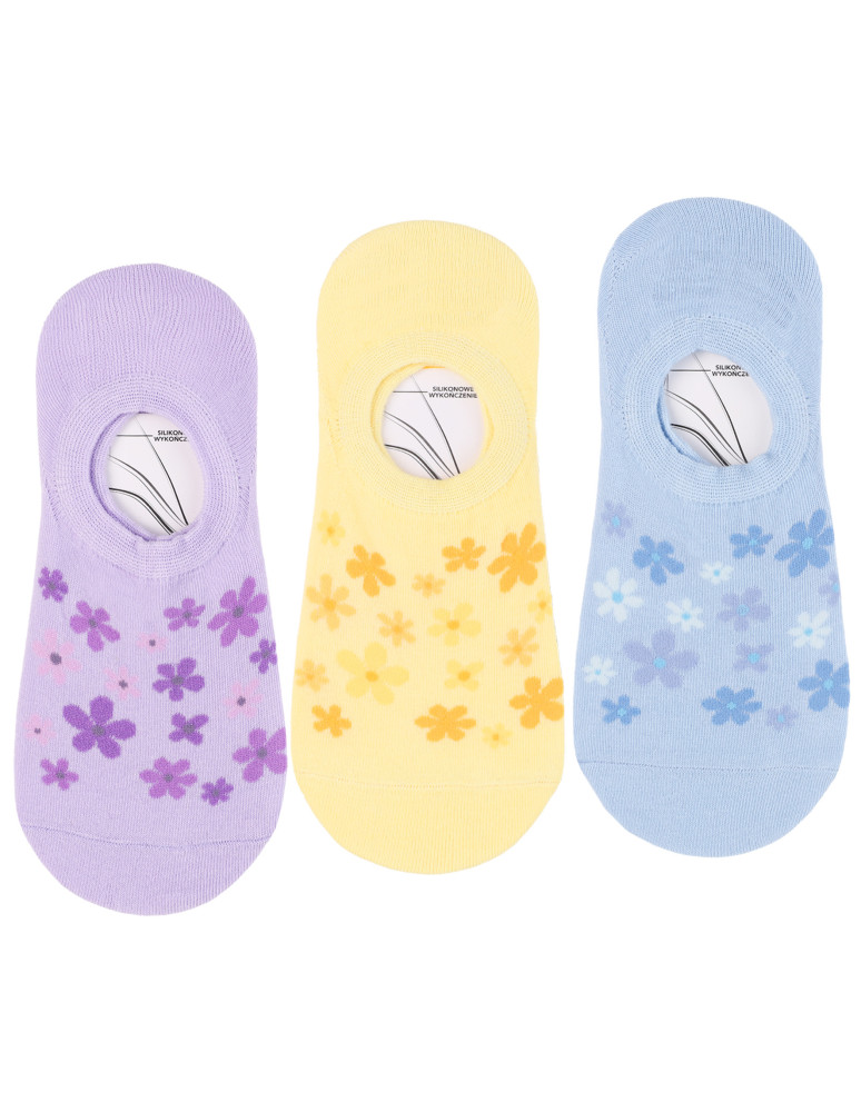 Niskie stopki - Damskie skarpetki niskie stopki w kwiaty 3-pak WIELOKOLOROWY - produkt moraj.pl 1