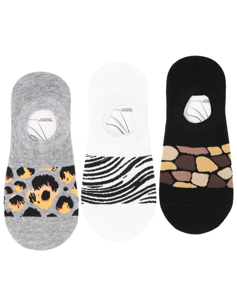 Damskie skarpetki niskie stopki w zwierzęce wzory 3-pak WIELOKOLOROWY