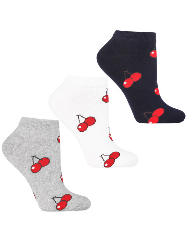 Damskie skarpetki stopki w czereśnie 3-pak