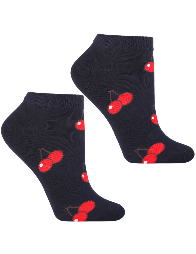 Stopki damskie - Damskie skarpetki stopki w czereśnie 3-pak WIELOKOLOROWY - produkt moraj.pl 3