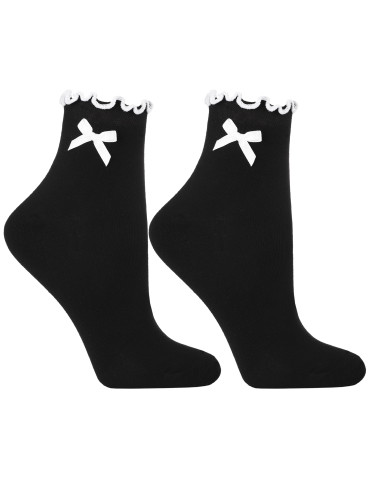 Damskie skarpetki za kostkę z falbanką i kokardką 3-pak - produkt 2