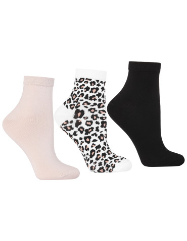 Damskie skarpetki za kostkę z wzorem panterki 3-pak