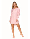 Damska koszula nocna z długim rękawem z wiskozy wzorzysta RÓŻOWY