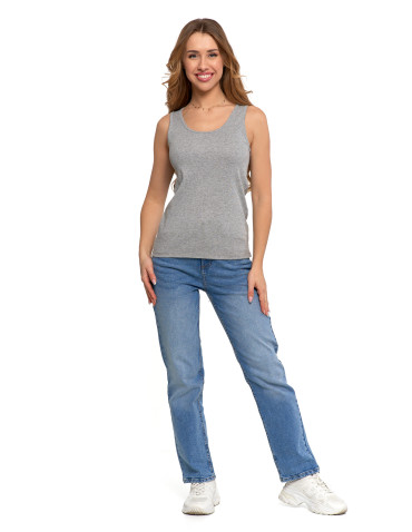 Koszulki i T-shirty - Koszulka damska na ramiączkach Tank-Top bawełniana JASNY SZARY - produkt 5
