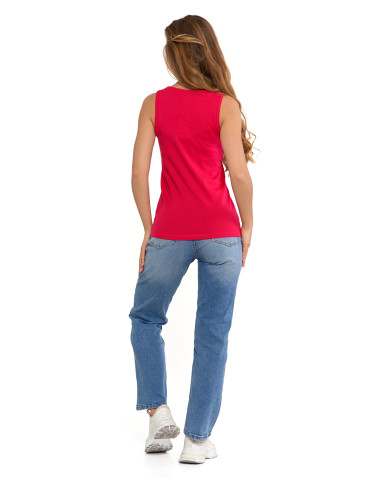 Koszulki i T-shirty - Koszulka damska na ramiączkach Tank-Top bawełniana Plus Size FUKSJA - produkt 3