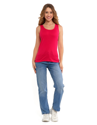 Koszulki i T-shirty - Koszulka damska na ramiączkach Tank-Top bawełniana Plus Size FUKSJA - produkt 4