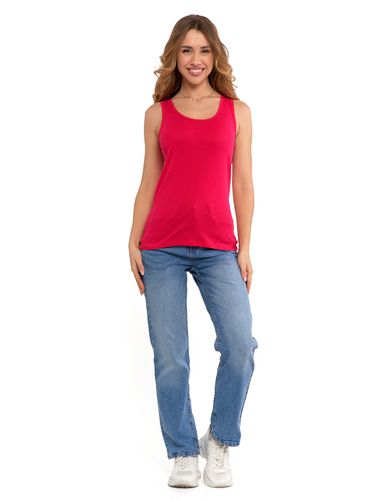 Koszulki i T-shirty - Koszulka damska na ramiączkach Tank-Top bawełniana Plus Size FUKSJA  - produkt moraj.pl 4