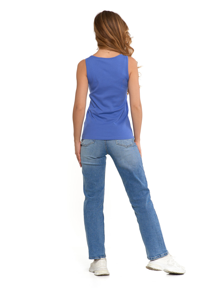 Koszulki i T-shirty - Koszulka damska na ramiączkach Tank-Top bawełniana Plus Size NIEBIESKI - produkt moraj.pl 3