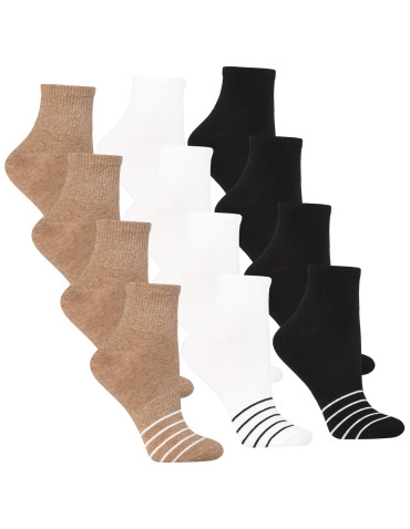 Damskie skarpetki za kostkę w paski szeroki ściągacz 12-pak