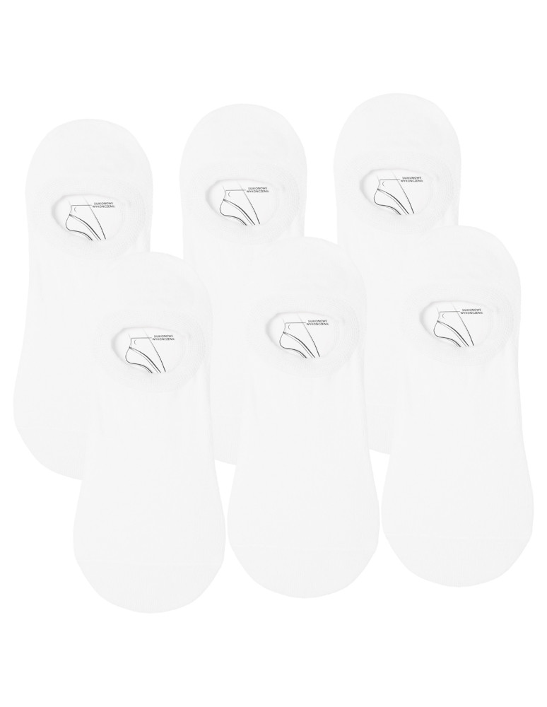 Męskie skarpety stopki niskie bez wzoru 6-pak BIAŁY