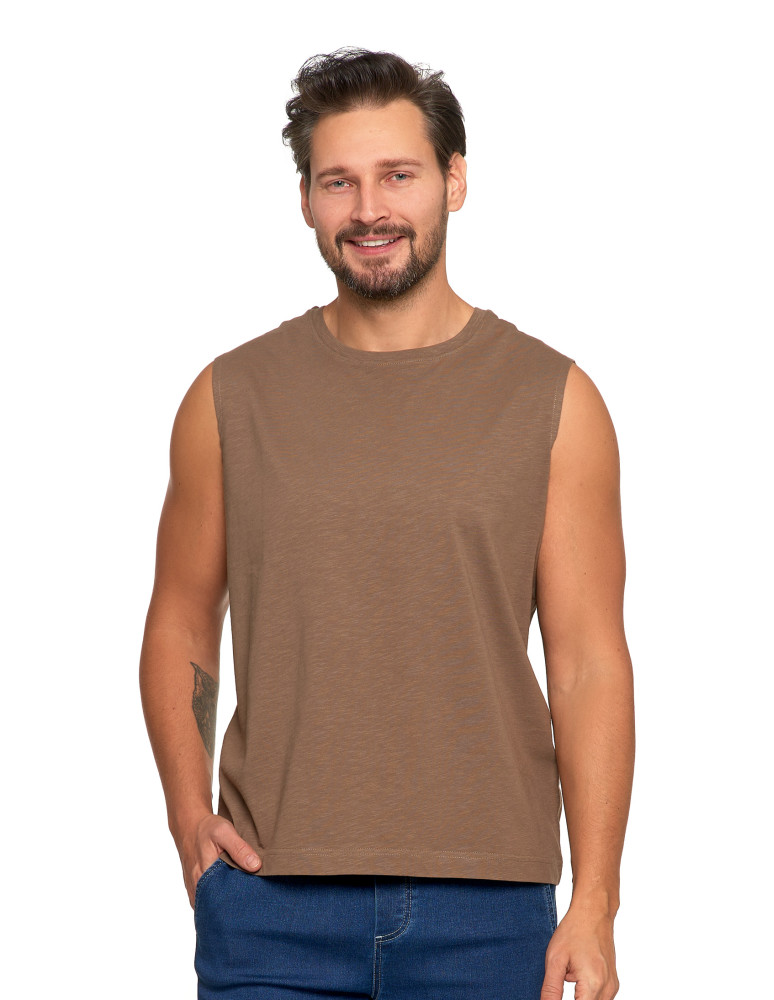 Męska koszulka tank top BRĄZOWY