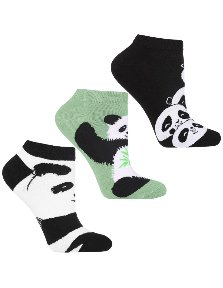 Stopki damskie - Skarpetki damskie stopki w pandę 3-pak WIELOKOLOROWY - produkt moraj.pl 1