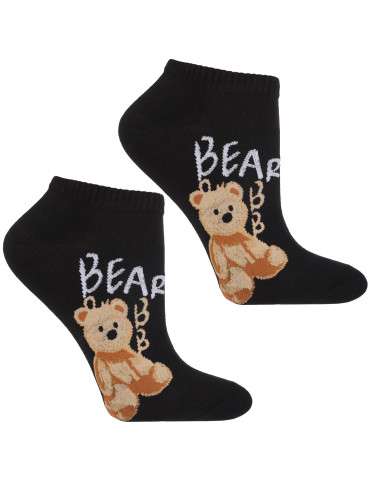 Stopki damskie - Damskie skarpetki stopki z misiem 3-pak WIELOKOLOROWY - produkt 4