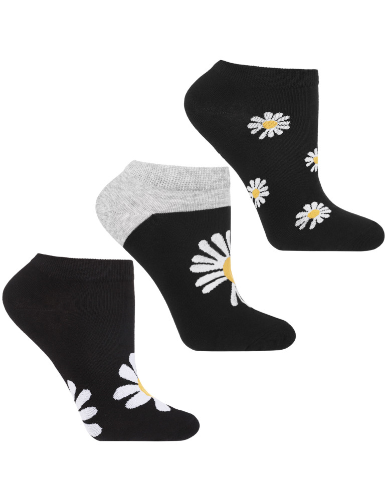 Stopki damskie - Damskie skarpetki stopki w stokrotki 3-pak WIELOKOLOROWY - produkt moraj.pl 1