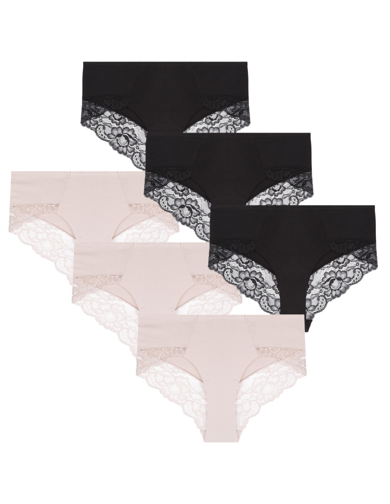 Damskie majtki figi bikini bawełniane z koronką 6-pak WIELOKOLOROWY