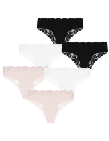 Majtki bawełniane damskie figi bikini koronkowy tył 6-pak