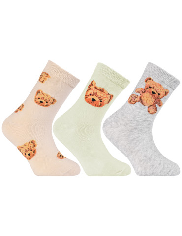 Skarpetki dziecięce długie z misiem 3-pak