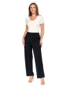 Eleganckie spodnie damskie z prostą nogawką CZARNY