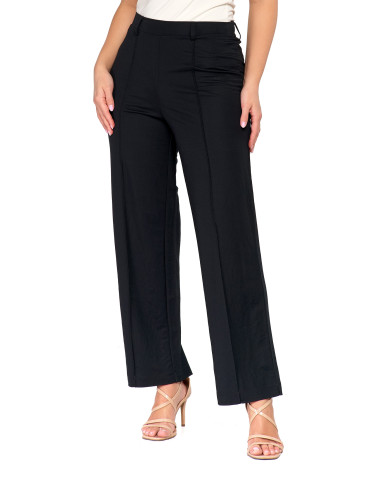 Spodnie damskie - Eleganckie spodnie damskie z prostą nogawką CZARNY - produkt 4