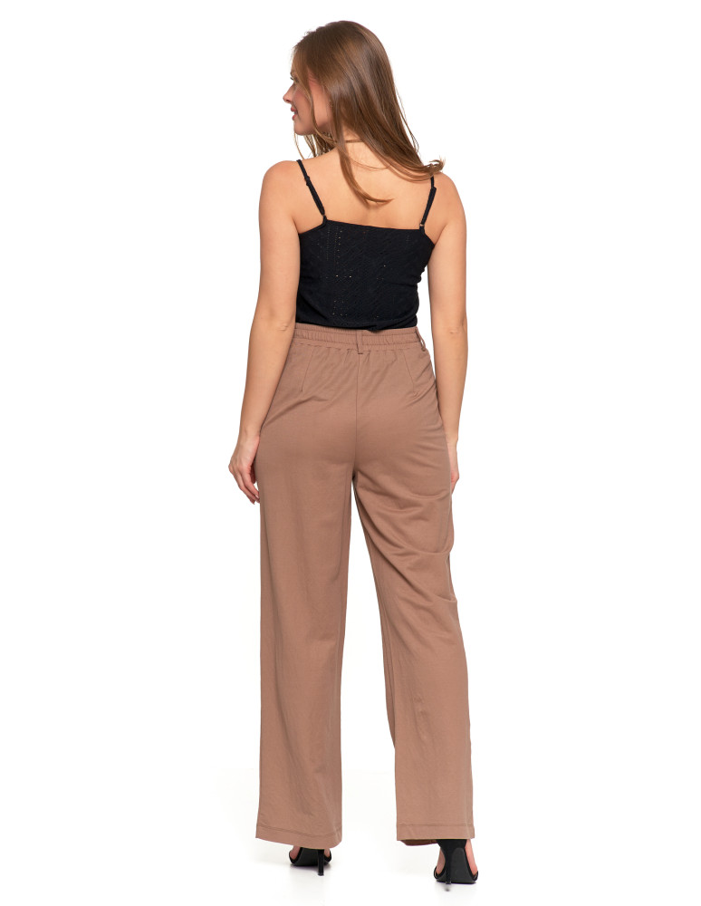 Spodnie damskie - Eleganckie spodnie damskie z prostą nogawką BEŻOWY - produkt moraj.pl 3