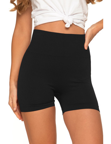 Bezszwowe legginsy kolarki damskie z wysokim stanem w prążek