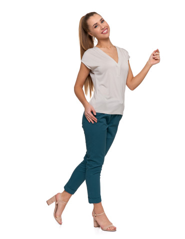 Legginsy damskie - Legginsy kolarki damskie z wysokim stanem i efektem push-up ZIELONY - produkt 3