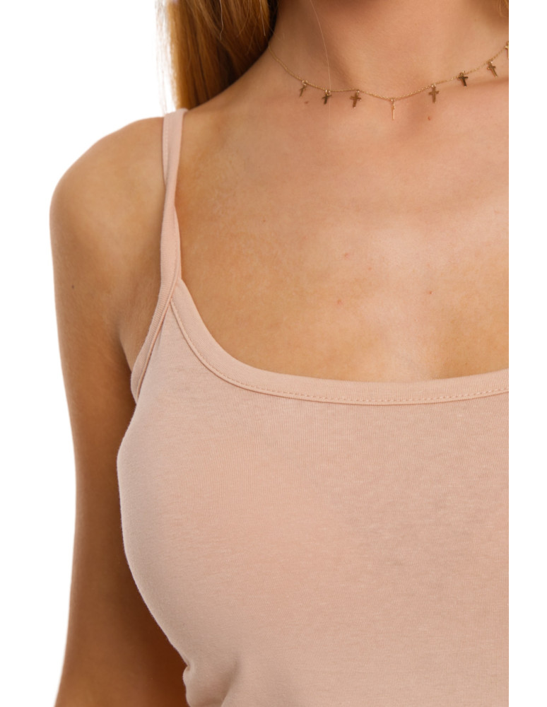 Podkoszulki - Damski bawełniany podkoszulek na ramiączkach BEŻOWY - produkt moraj.pl 3