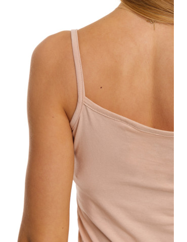 Podkoszulki - Damski bawełniany podkoszulek na ramiączkach BEŻOWY - produkt 5