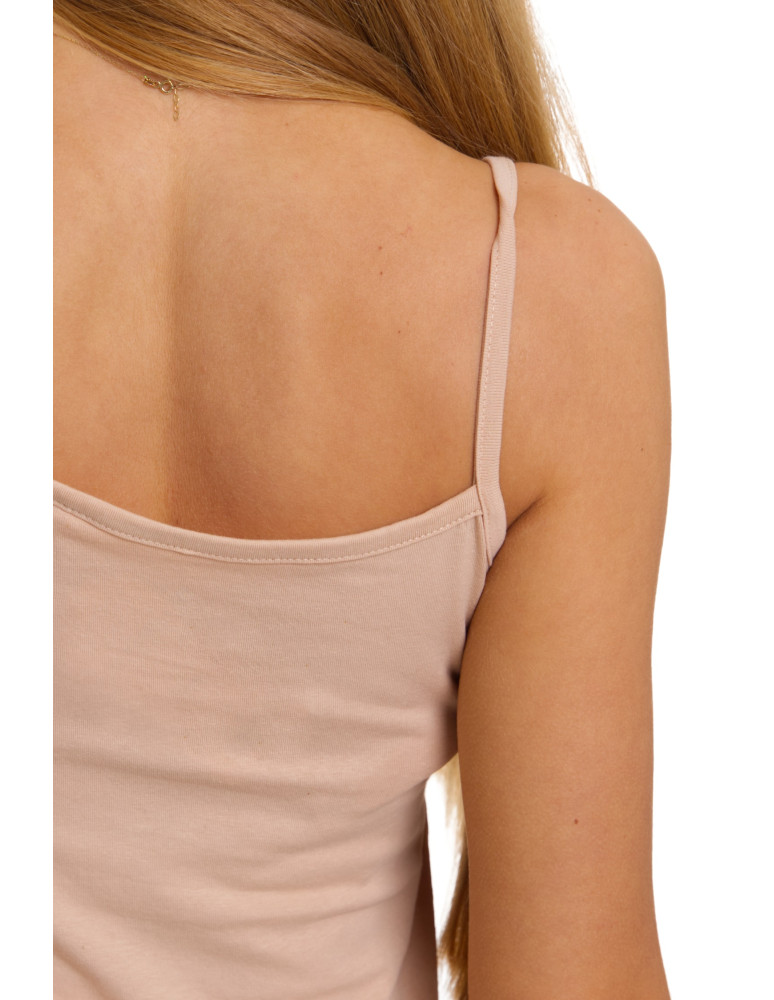 Podkoszulki - Damski bawełniany podkoszulek na ramiączkach BEŻOWY - produkt moraj.pl 6