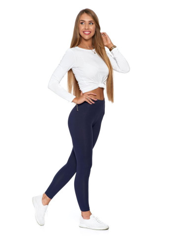 Legginsy damskie - Klasyczne bawełniane legginsy damskie GRANATOWY - produkt 13