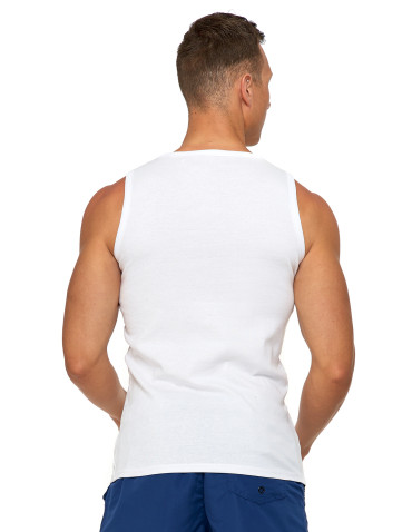 Podkoszulki - Podkoszulka męska bawełniana typu tank top na ramiączkach BIAŁY - produkt 3