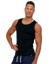 Podkoszulka męska bawełniana typu tank top na ramiączkach CZARNY