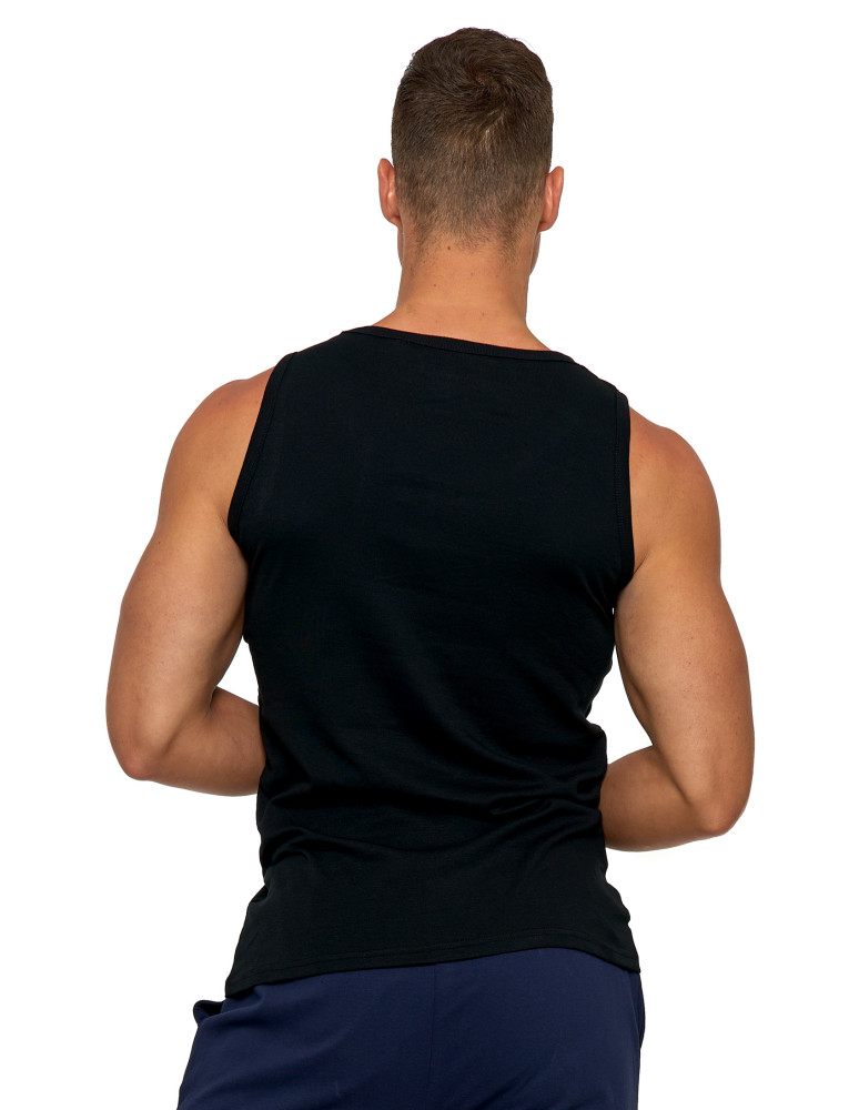 Podkoszulki - Podkoszulka męska bawełniana typu tank top na ramiączkach CZARNY - produkt moraj.pl 2