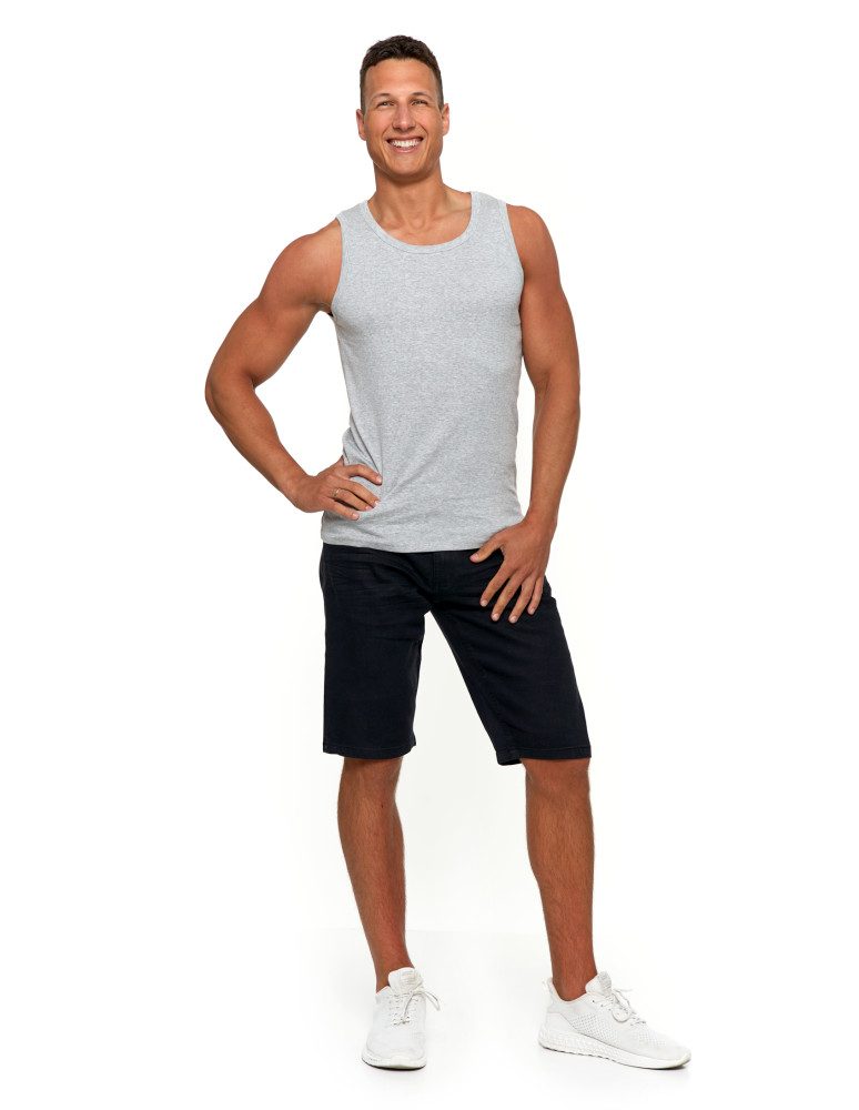 Podkoszulki - Podkoszulka męska bawełniana typu tank top na ramiączkach JASNY SZARY  - produkt moraj.pl 4