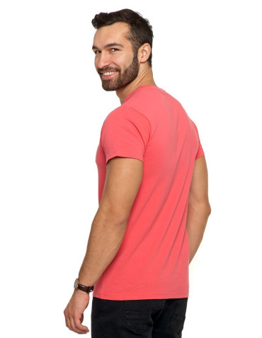 Koszulki i Tank Topy - Koszulka męska T-shirt bawełniana Premium okrągły dekolt KORALOWY - produkt 4