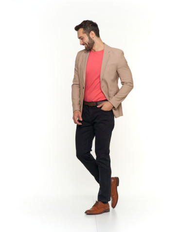 Koszulki i Tank Topy - Koszulka męska T-shirt bawełniana Premium okrągły dekolt KORALOWY - produkt 6