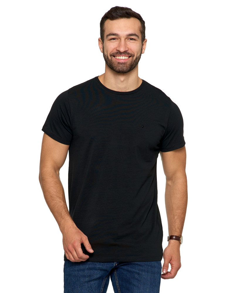 Koszulki i Tank Topy - Koszulka męska T-shirt bawełniana Premium okrągły dekolt CZARNY - produkt moraj.pl 3