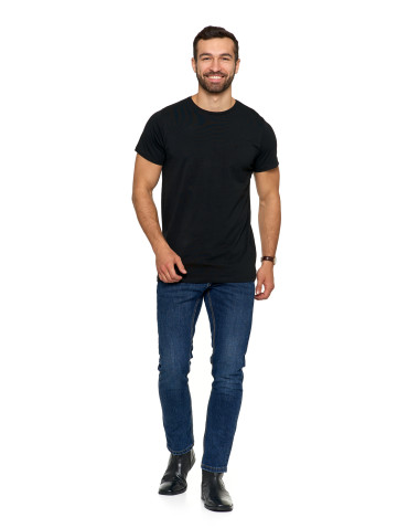 Koszulki i Tank Topy - Koszulka męska T-shirt bawełniana Premium okrągły dekolt CZARNY - produkt 4