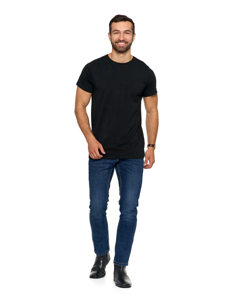 Koszulki i Tank Topy - Koszulka męska T-shirt bawełniana Premium okrągły dekolt CZARNY - produkt moraj.pl 4