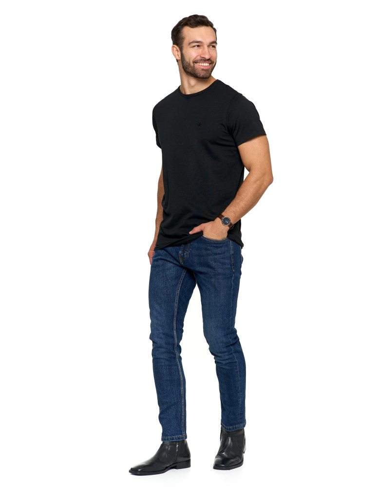 Koszulki i Tank Topy - Koszulka męska T-shirt bawełniana Premium okrągły dekolt CZARNY - produkt moraj.pl 5