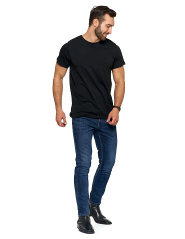 Koszulki i Tank Topy - Koszulka męska T-shirt bawełniana Premium okrągły dekolt CZARNY - produkt 6