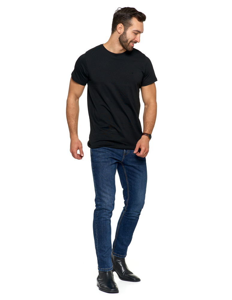 Koszulki i Tank Topy - Koszulka męska T-shirt bawełniana Premium okrągły dekolt CZARNY - produkt moraj.pl 6