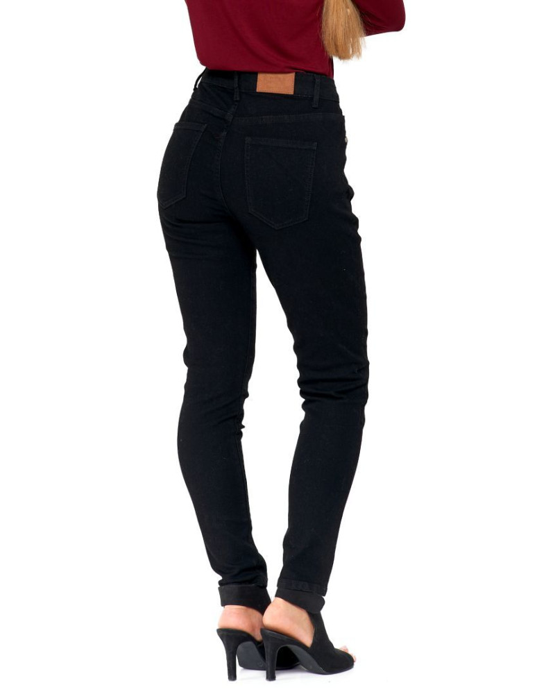 Spodnie damskie - Spodnie damskie jeansowe mom fit CZARNY - produkt moraj.pl 2