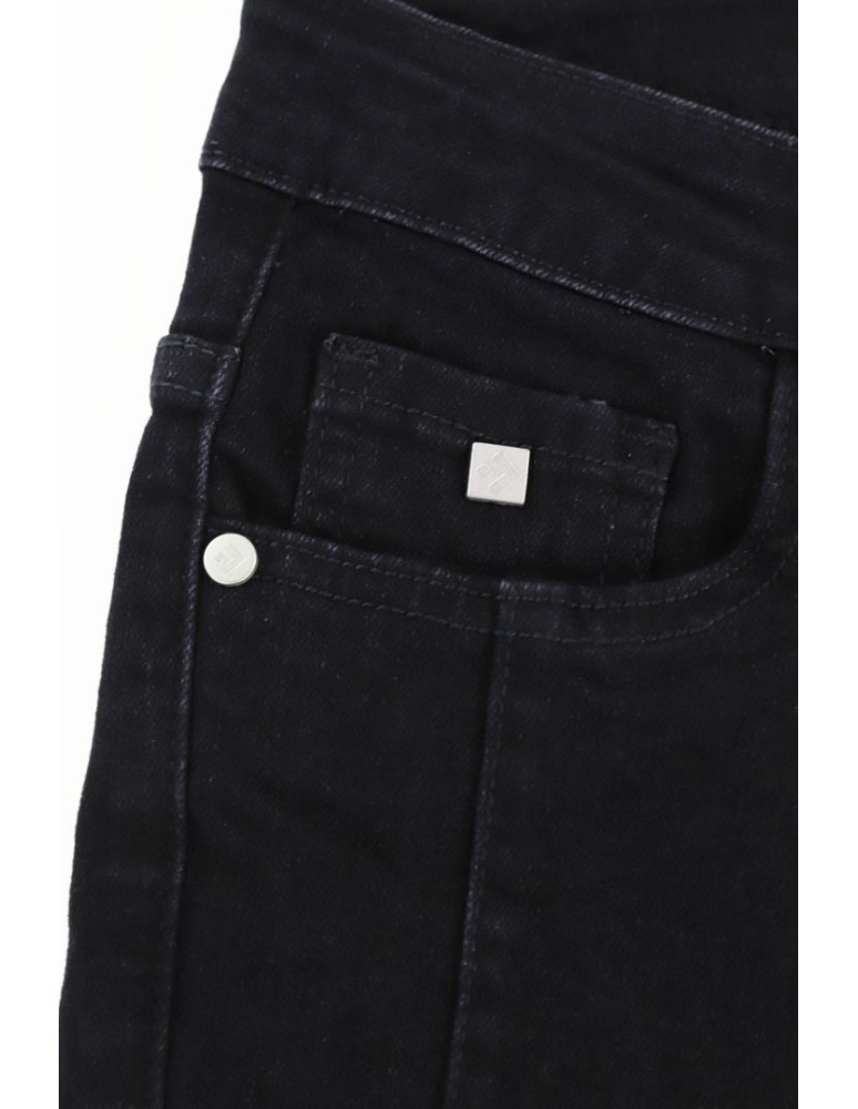 Spodnie damskie - Spodnie damskie jeansowe mom fit CZARNY - produkt moraj.pl 3