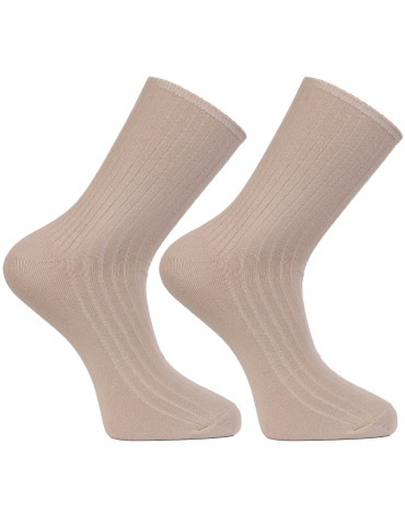 Skarpetki długie - Skarpety męskie długie bezuciskowe nieuciskający ściącz BEŻOWY - produkt 1
