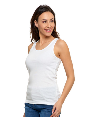 Koszulki i T-shirty - Koszulka damska na ramiączkach Tank-Top bawełniana BIAŁY - produkt 1