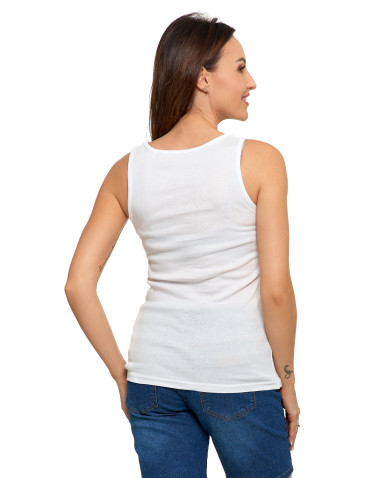 Koszulki i T-shirty - Koszulka damska na ramiączkach Tank-Top bawełniana BIAŁY - produkt 2