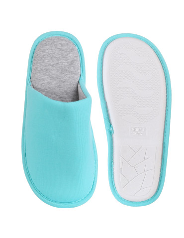 Kapcie damskie bawełniane wsuwane z twardą podeszwą